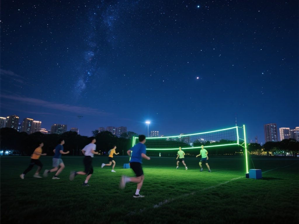 当夜幕降临，城市的喧嚣渐渐平息，户外体育游戏以一种