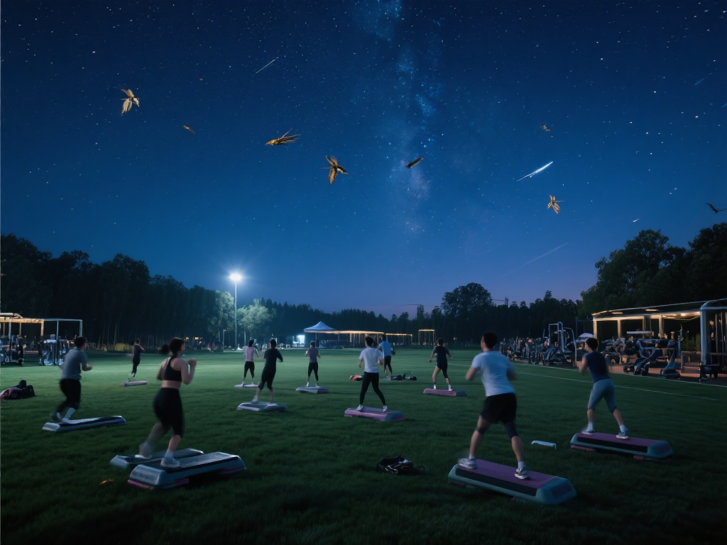 与传统室内健身相比，星空有氧体育更注重环境的沉浸式