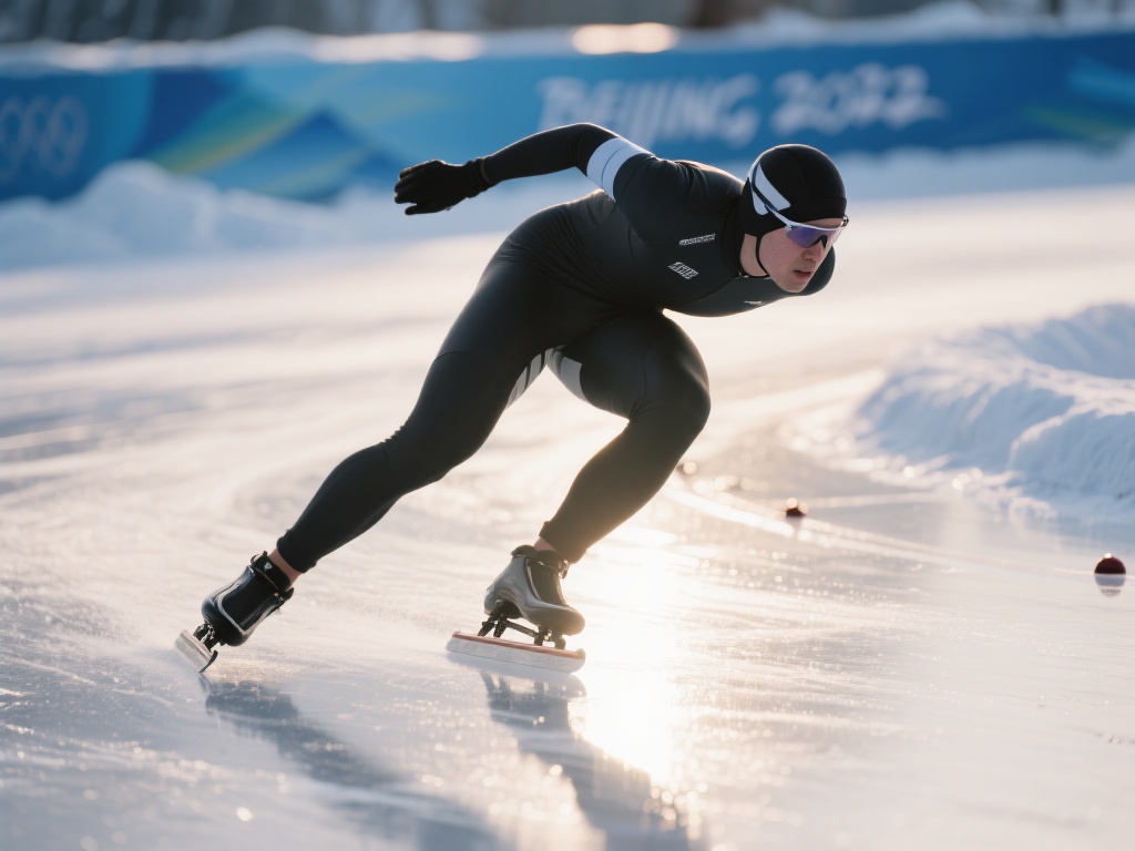 在寒冷的冬季，当冰面反射出耀眼的光芒时，速滑这项运