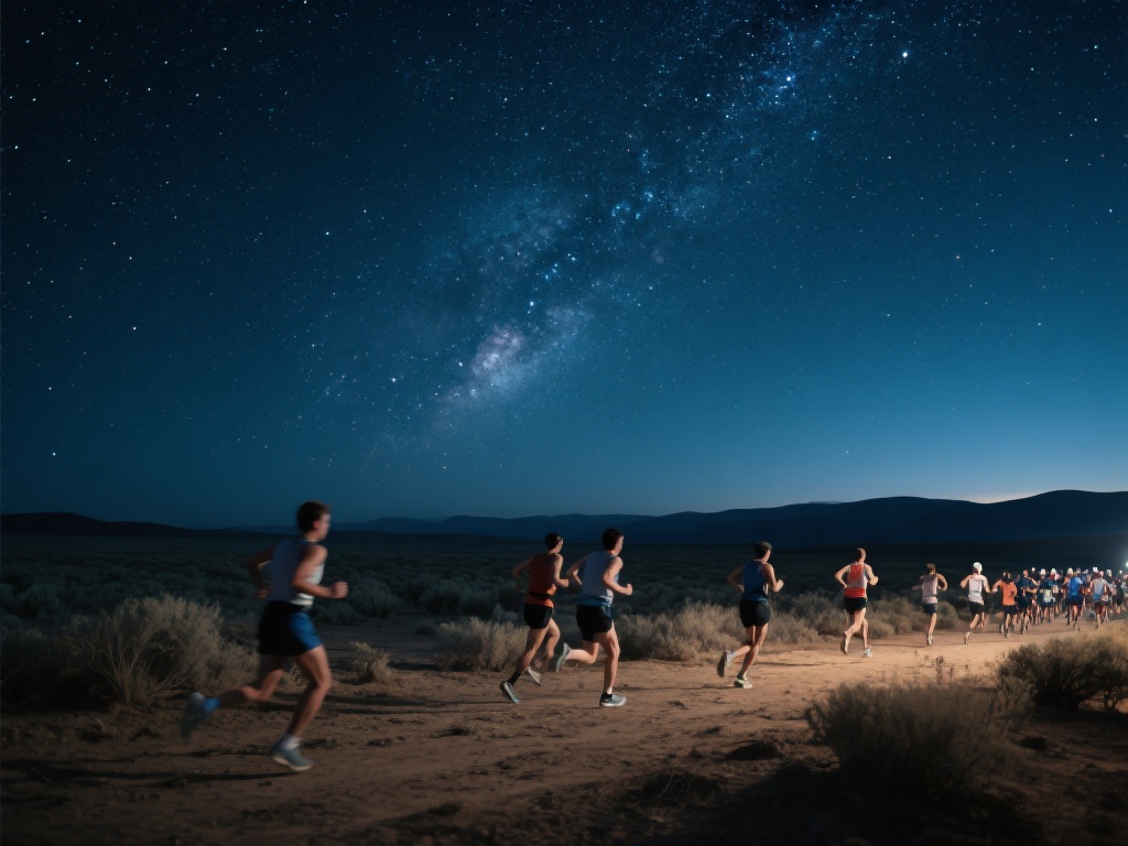 想象一下，在无边无际的星空下，一场马拉松赛事正在荒